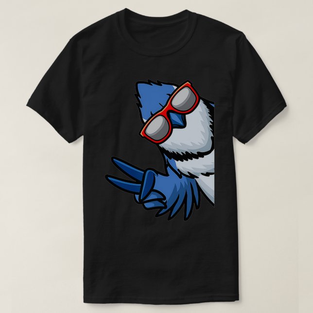 Blue Jay Bird Cyanocitta Cristata från sidan med e T Shirt (Design framsida)