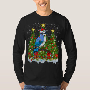 Blue Jay Bird Julafton Ljus Santa Blue Jay Jul T Shirt