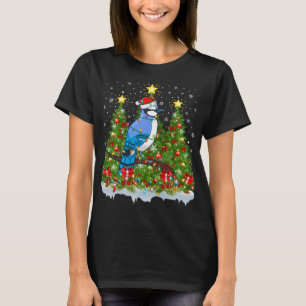 Blue Jay Bird Julafton Ljus Santa Blue Jay Jul T Shirt
