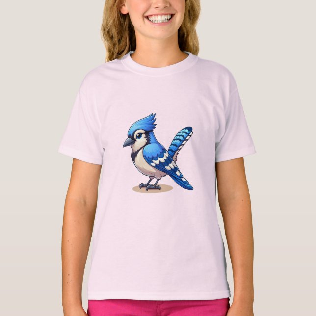 Blue Jay bird Kids Basic T-Shirt (Framsida)