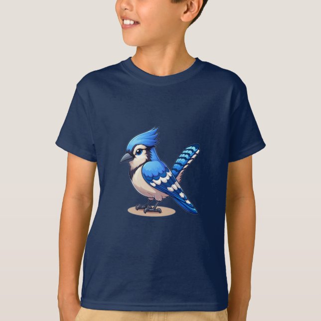 Blue Jay bird Kids Basic T-Shirt (Framsida)