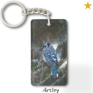 Blue Jay Bird Painting Initialer Fågelskådning