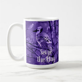 Blue Jay Bird Purple Abstract Art Personalized Kaffemugg