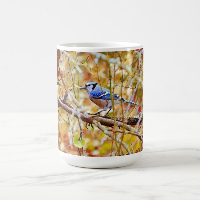 Blue Jay Bird Träd Nature Art Mugg Kopp (Center)