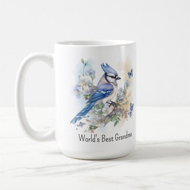 Blue Jay Bird Vår Nature Wildlife Grandmor Kaffemugg (Vänster)