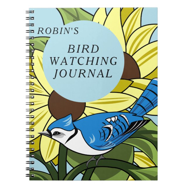 Blue Jay Bird Watching Journal Anteckningsbok (Framsidan)