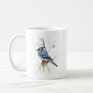 Blue Jay Bird Watercolor Art Coffee Mugg
