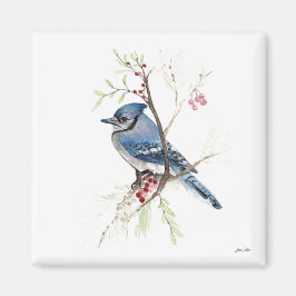 Blue Jay Bird Watercolor Art Magnet