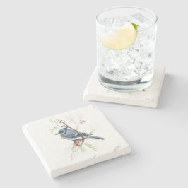 Blue Jay Bird Watercolor Art Stone Underlägg