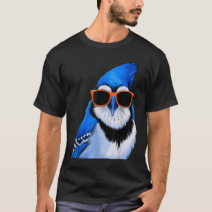 Blue Jay Bird with Sungles Fågelskådning T Shirt