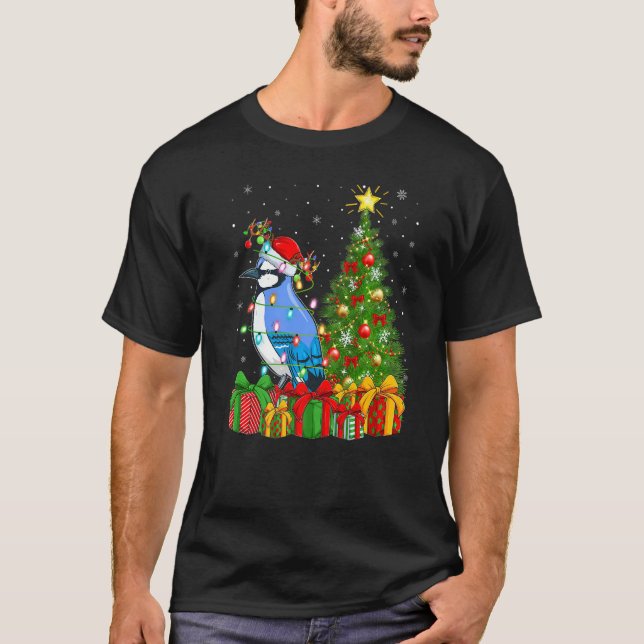 Blue Jay Bird  Xmas Holiday Santa Blue Jay Christm T Shirt (Framsida)