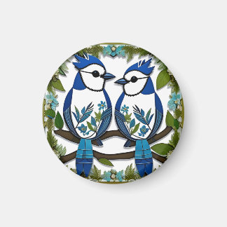 Blue Jay Birds Papper Art Magnet