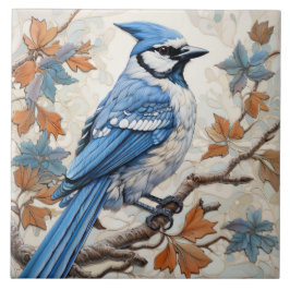 Blue Jay, Blue and White Plumage Kakelplatta