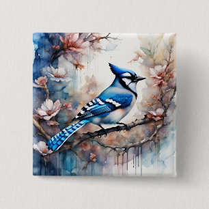 Blue Jay Cherry Blommars vattenfärg Knapp