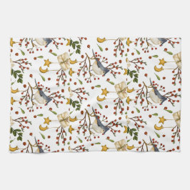 Blue Jay, Cookies, Red Berries, Presenter, Winter Kökshandduk