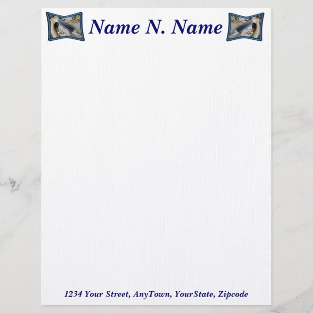 Blue Jay Feather Coordinating Items Letterhead Brevhuvud (Framsida)