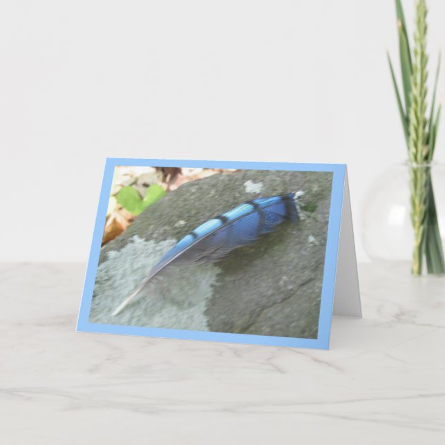 Blue Jay Feather Note Card Kort (Framsida)