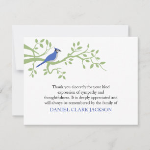 Blue Jay Funeral Tackkort Card Tack Kort