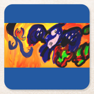 Blue Jay Höst Guld Magnet Save Date Underlägg Papper Kvadrat