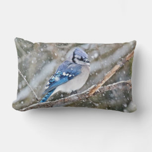Blue Jay i Snowstorm Lumbarkudde