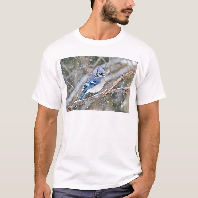 Blue Jay i Snowstorm T-shirt (Framsida)