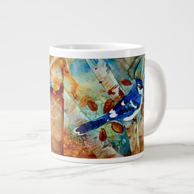 Blue Jay i Träd Jumbo Mugg (Framsida höger)
