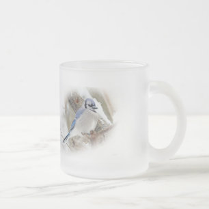 Blue Jay i Winter Snö Frostad Glasmugg