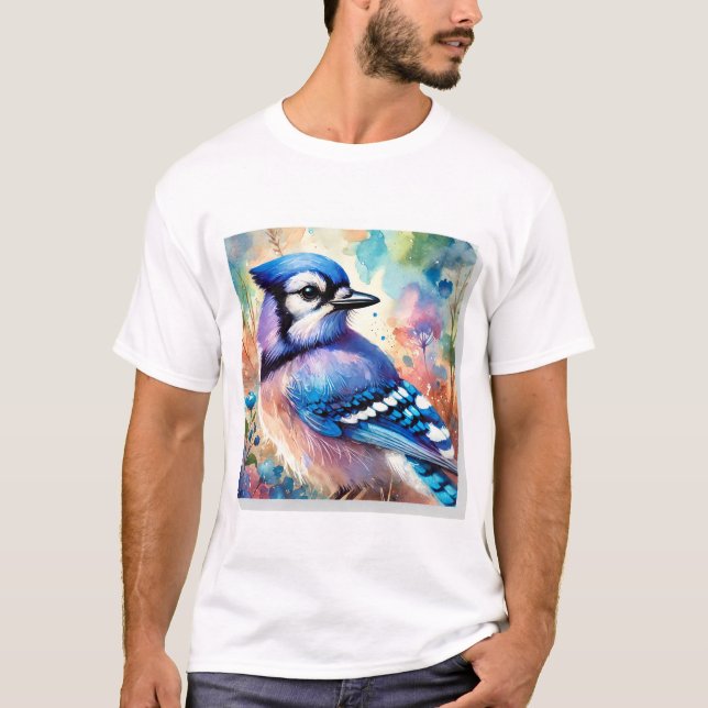 Blue Jay in Tranquil Waters 200624AREF106 - Waterc T Shirt (Framsida)
