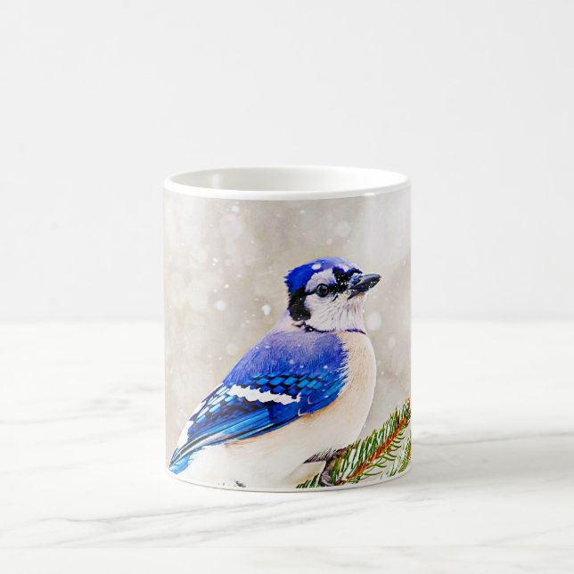 Blue Jay in Winter Kaffemugg (Center)