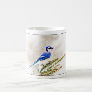 Blue Jay in Winter Kaffemugg