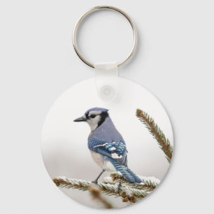 Blue Jay in Winter Nyckelring