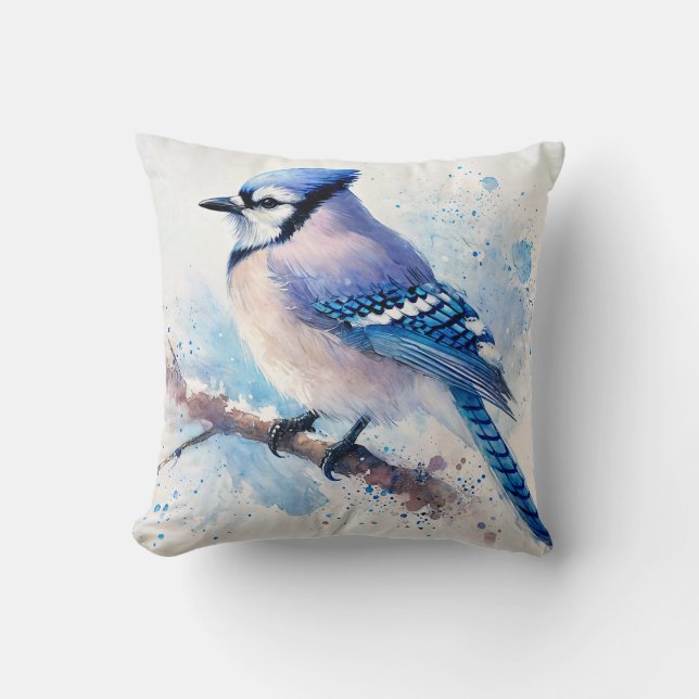 Blue Jay On Gren Art Kudde (Framsida)