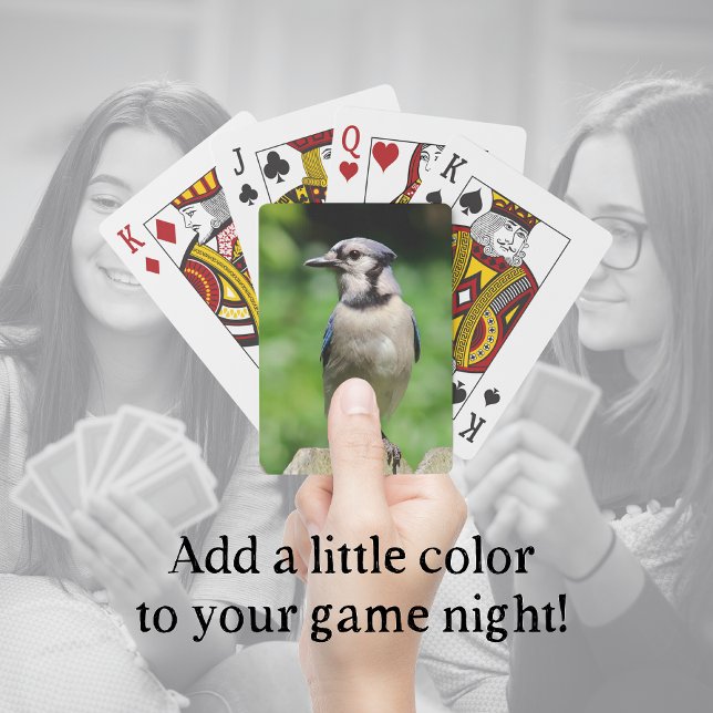 Blue Jay på Fence Bird Älskare Plumperingskort Casinokort (Blue Jay Playing Cards add color to your game night. A fun "just because" gift for bird lovers!)