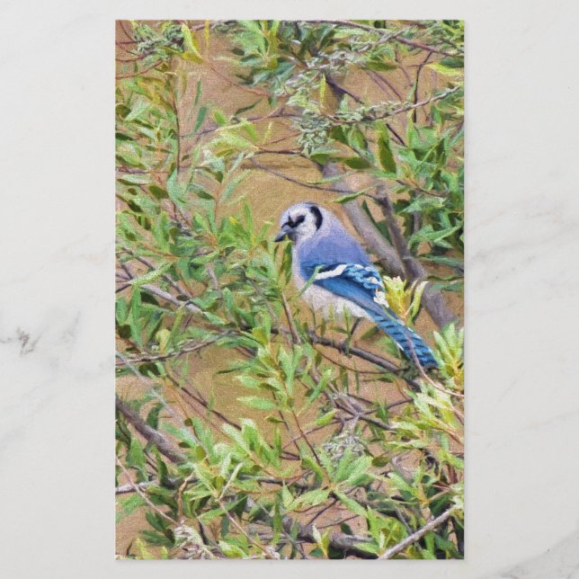Blue Jay på södra Vax Myrtle Brevpapper (Framsida)