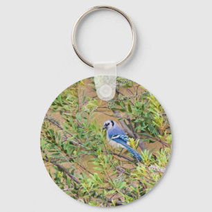Blue Jay på södra Vax Myrtle Nyckelring