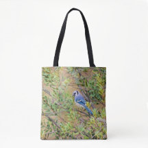Blue Jay på södra Vax Myrtle Tote Bag