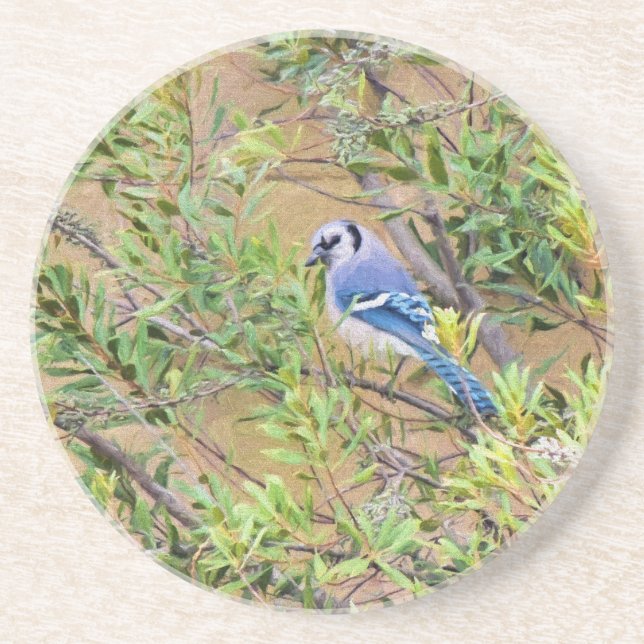 Blue Jay på Vax Myrtle Underlägg (Framsidan)