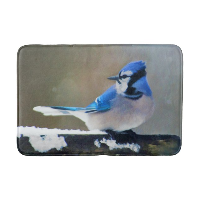 Blue Jay Painting - Original Bird Art Badrumsmatta (Framsidan)