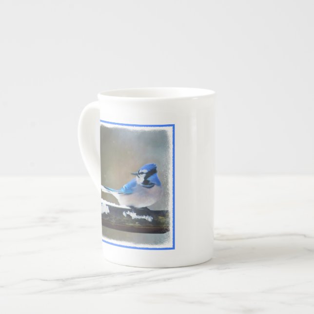Blue Jay Painting - Original Bird Art Benporslin Mugg (Framsida vänster)