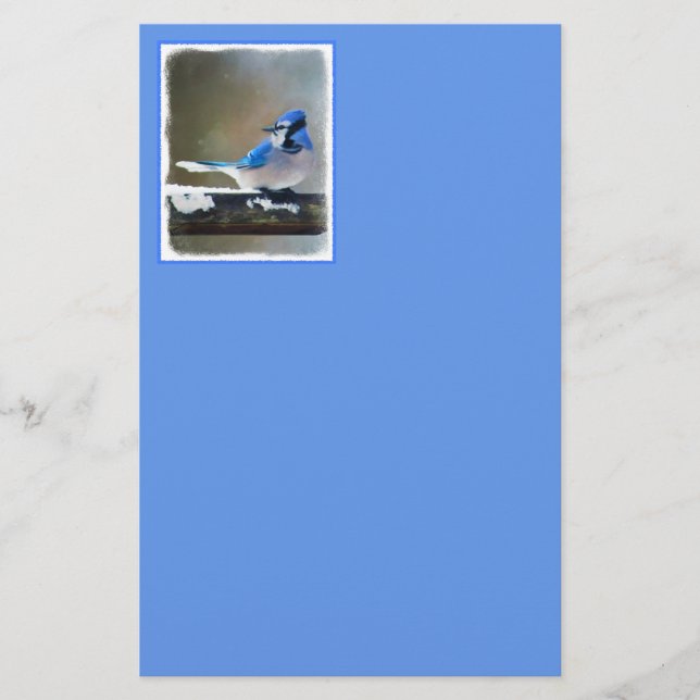 Blue Jay Painting - Original Bird Art Brevpapper (Framsida)