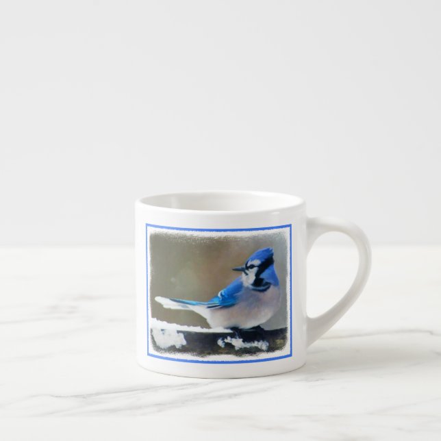 Blue Jay Painting - Original Bird Art Espressomugg (Höger)