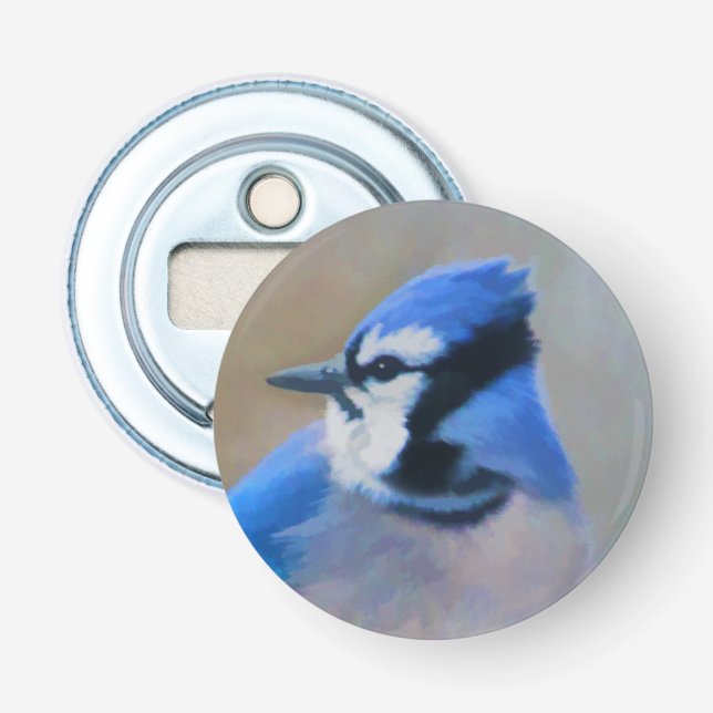 Blue Jay Painting - Original Bird Art Flasköppnare (Framsidan)