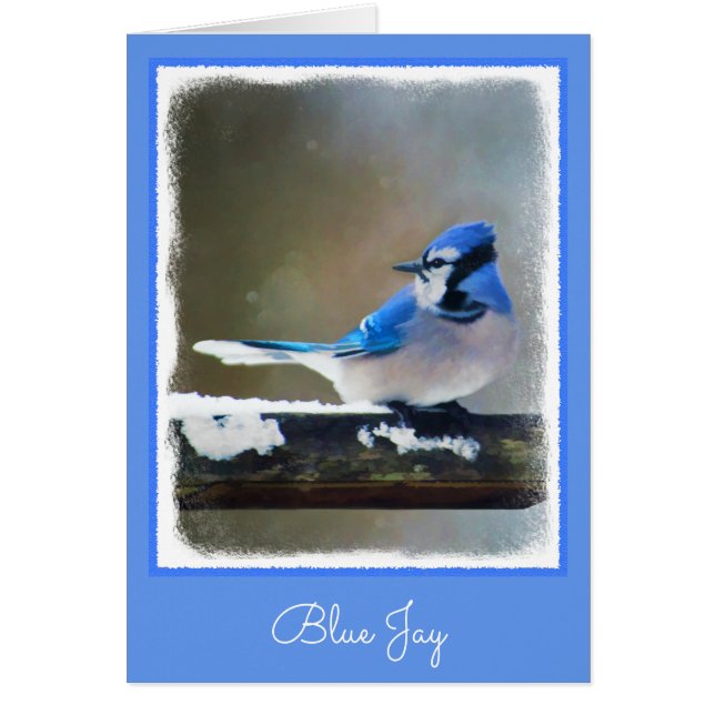 Blue Jay Painting - Original Bird Art Hälsningskort (Framsidan)