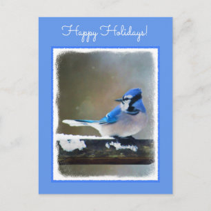 Blue Jay Painting - Original Bird Art Helg Vykort