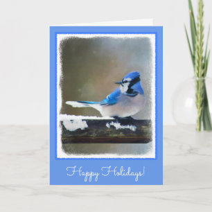 Blue Jay Painting - Original Bird Art Helgkort