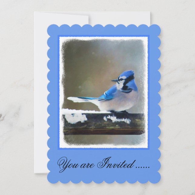 Blue Jay Painting - Original Bird Art Inbjudningar (Framsida)
