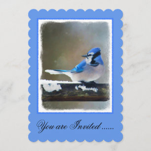 Blue Jay Painting - Original Bird Art Inbjudningar