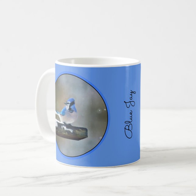 Blue Jay Painting - Original Bird Art Kaffemugg (Framsida vänster)