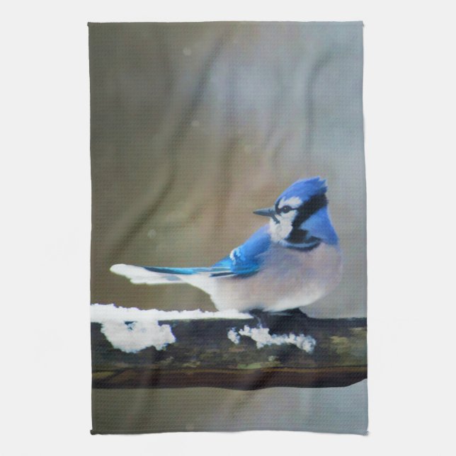 Blue Jay Painting - Original Bird Art Kökshandduk (Vertikal)