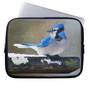 Blue Jay Painting - Original Bird Art Laptop Fodral
